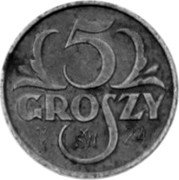 Poland 5 Groszy (German Occupation. Trial Strike) 5 GROSZY 12/IV 24 SW coin reverse Poland 5 Groszy (German Occupation. Trial Strike) 5 GROSZY 12/IV 24 SW coin reverse