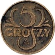 Poland 5 Groszy (German Occupation. Trial Strike) 5 GROSZY 12/IV 24 SW coin reverse Poland 5 Groszy (German Occupation. Trial Strike) 5 GROSZY 12/IV 24 SW coin reverse
