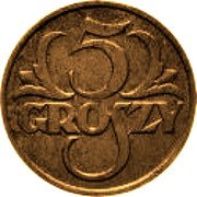 Poland 5 Groszy (German Occupation WW II. Trial Strike) 5 GROSZY coin reverse Poland 5 Groszy (German Occupation WW II. Trial Strike) 5 GROSZY coin reverse