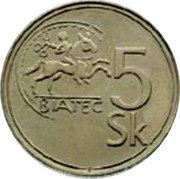 Slovakia 5 Korun (Biatec. Trial) BIATEC 5 SK coin reverse Slovakia 5 Korun (Biatec. Trial) BIATEC 5 SK coin reverse