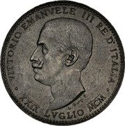 Italy 5 Lire (Victor Emmanuel III Pattern Coin) VITTORIO EMANVELE III RE D'ITALIA XXIX LVGLIO MCM L. GIORGI F. coin obverse Italy 5 Lire (Victor Emmanuel III Pattern Coin) VITTORIO EMANVELE III RE D'ITALIA XXIX LVGLIO MCM L. GIORGI F. coin obverse