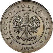 Poland 5 Zlotych Circulation Coin. Trial Strike 1994 MW RZECZPOSPOLITA POLSKA 1994 MW coin obverse Poland 5 Zlotych Circulation Coin. Trial Strike 1994 MW RZECZPOSPOLITA POLSKA 1994 MW coin obverse