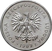 Poland 5 Zlotych Circulation Coin. Trial Strike 1989 MW Próba POLSKA RZECZPOSPOLITA LUDOWA MW 1989 coin obverse Poland 5 Zlotych Circulation Coin. Trial Strike 1989 MW Próba POLSKA RZECZPOSPOLITA LUDOWA MW 1989 coin obverse
