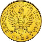 Poland 5 Zlotych (March Constitution. Trial Strike) RZECZPOSPOLITA POLSKA 1925 coin obverse Poland 5 Zlotych (March Constitution. Trial Strike) RZECZPOSPOLITA POLSKA 1925 coin obverse