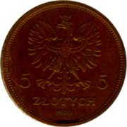Poland 5 Zlotych (November Uprising. Trial Strike) 5 5 ZŁOTYCH 1930 coin obverse Poland 5 Zlotych (November Uprising. Trial Strike) 5 5 ZŁOTYCH 1930 coin obverse