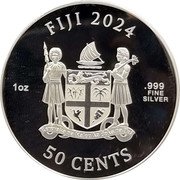 Fiji 50 Cents Mona Lisa. Van Gogh Stary Night 2024  1 OZ FIJI 2024 .999 FINE SILVER REREVAKA NA KALOU KA DOKA NA TUI 50 CENTS coin obverse Fiji 50 Cents Mona Lisa. Van Gogh Stary Night 2024  1 OZ FIJI 2024 .999 FINE SILVER REREVAKA NA KALOU KA DOKA NA TUI 50 CENTS coin obverse
