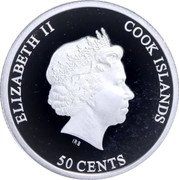Cook Islands 50 Cents (Mars) ELIZABETH II COOK ISLANDS IRB 50 CENTS coin obverse