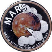 Cook Islands 50 Cents (Mars) MARS 2014 NAMED AFTER THE ROMAN GOD OF WAR coin reverse