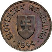 Slovakia 50 Halierov Trial Strike 1944  SLOVENSKÁ REPUBLIKA 1944 coin obverse