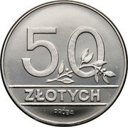 Poland 50 Zlotych (Circulation Coin. Trial Strike) 50 ZŁOTYCH PRÓBA coin reverse