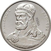 Poland 50 Zlotych (Duke Mieszko I. Trial Strike) MIESZKO I 960-992 PRÓBA coin reverse Poland 50 Zlotych (Duke Mieszko I. Trial Strike) MIESZKO I 960-992 PRÓBA coin reverse
