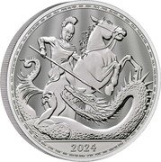 UK 500 Pounds St George & The Dragon 2024  Bullion 2024 KILO FINE SILVER 999 2024 coin reverse