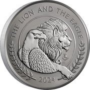 UK 500 Pounds (The British Lion and The American Eagle. Privy Bell. Frosted) THE LION AND THE EAGLE 2024 JM coin reverse