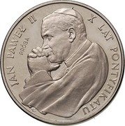 Poland 5000 Zlotych 10th Anniversary of the Election of Pope Ioannes Paulus II. Trial Strike 1988 MW JAN PAWEŁ II X LAT PONTYFIKATU PRÓBA E coin reverse Poland 5000 Zlotych 10th Anniversary of the Election of Pope Ioannes Paulus II. Trial Strike 1988 MW JAN PAWEŁ II X LAT PONTYFIKATU PRÓBA E coin reverse