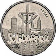 Poland 50000 Zlotych 10th Anniversary of the Forming the Solidarity Trade Union. Trial Strike 1990 MW PRÓBA SOLIDARNOŚĆ 1980 1990 coin reverse Poland 50000 Zlotych 10th Anniversary of the Forming the Solidarity Trade Union. Trial Strike 1990 MW PRÓBA SOLIDARNOŚĆ 1980 1990 coin reverse