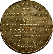 UK 6 Pence (Somersetshire. Bristol Bridge. R.Tripp & Co.) PAYABLE BY ONE DOLLAR FOR 10 TOKENS & 2 D. OR 20 TOKENS FOR 2 DOLLARS & 4 D. AND 40 FOR A ONE POUND NOTE coin reverse UK 6 Pence (Somersetshire. Bristol Bridge. R.Tripp & Co.) PAYABLE BY ONE DOLLAR FOR 10 TOKENS & 2 D. OR 20 TOKENS FOR 2 DOLLARS & 4 D. AND 40 FOR A ONE POUND NOTE coin reverse