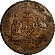 Australia One Shilling (George V 1920 Debased Pattern) KM# Pn18 ONE SHILLING ADVANCE AUSTRALIA 1920 coin reverse Australia One Shilling (George V 1920 Debased Pattern) KM# Pn18 ONE SHILLING ADVANCE AUSTRALIA 1920 coin reverse