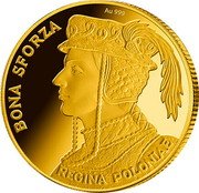 Niue Two Dollars Fifty Cents (Bona Sforza) REGINA POLONIAE BONA SFORZA AU 999 coin reverse Niue Two Dollars Fifty Cents (Bona Sforza) REGINA POLONIAE BONA SFORZA AU 999 coin reverse