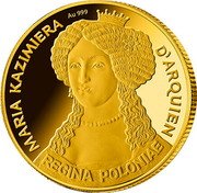Niue Two Dollars Fifty Cents (Maria Kazimiera d’Arquien) REGINA POLONIAE MARIA KAZIMIERA D'ARQUIEN AU 999 coin reverse Niue Two Dollars Fifty Cents (Maria Kazimiera d’Arquien) REGINA POLONIAE MARIA KAZIMIERA D'ARQUIEN AU 999 coin reverse