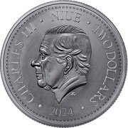 Niue Two Dollars (Phoenix in Flight) CHARLES III NIUE TWO DOLLARS JC 2024 coin obverse Niue Two Dollars (Phoenix in Flight) CHARLES III NIUE TWO DOLLARS JC 2024 coin obverse