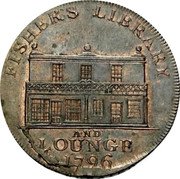UK 1/2 Penny (Sussex. Eastbourne. Fisher's Library & Lounge) FISHER'S LIBRARY AND LOUNGE 1796 coin obverse UK 1/2 Penny (Sussex. Eastbourne. Fisher's Library & Lounge) FISHER'S LIBRARY AND LOUNGE 1796 coin obverse