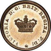 UK 1/2 Penny (Victoria Pattern) VICTORIA D:G: BRIT: REGINA F: D: coin obverse UK 1/2 Penny (Victoria Pattern) VICTORIA D:G: BRIT: REGINA F: D: coin obverse
