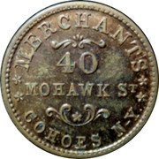 USA 1 Cent (Alden and Frink) MERCHANTS 40 MOHAWK ST COHOES N-Y. coin reverse USA 1 Cent (Alden and Frink) MERCHANTS 40 MOHAWK ST COHOES N-Y. coin reverse