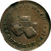 USA 1 Cent (Civil War Merchant Token. Seth Smith and Son Family Grocerie) SETH SMITH & SON DETROIT MIC coin obverse USA 1 Cent (Civil War Merchant Token. Seth Smith and Son Family Grocerie) SETH SMITH & SON DETROIT MIC coin obverse