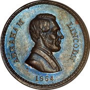 USA 1 Cent Civil War Token. Abraham Lincoln 1864  ABRAHAM LINCOLN 1864 coin obverse