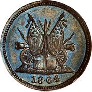 USA 1 Cent Civil War Token. Abraham Lincoln 1864  1864 coin reverse