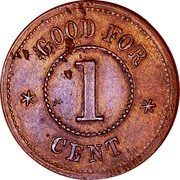 USA 1 Cent (Civil War Token Knickerbocker Currency) GOOD FOR 1 CENT coin reverse USA 1 Cent (Civil War Token Knickerbocker Currency) GOOD FOR 1 CENT coin reverse