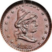 USA 1 Cent (Civil War Token. Liberty. Our Army) 1863 coin obverse