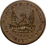 USA 1 Cent (Hard Times Merchant Token. JML and WH Scovill Waterbury) J.M.L & WH SCOVILL 1837 WATERBURY CON coin obverse USA 1 Cent (Hard Times Merchant Token. JML and WH Scovill Waterbury) J.M.L & WH SCOVILL 1837 WATERBURY CON coin obverse