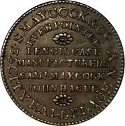 USA 1 Cent Hard Times Merchant Token. Maycock Pencil Case Mfr New York 1837  S. MAYCOCK & CO. .35 CITY HALL PLACE N-Y EVERPOINTED PENCIL CASE MANUFACTURERS SAMLMAYCOCK JOHN HAGUE coin reverse USA 1 Cent Hard Times Merchant Token. Maycock Pencil Case Mfr New York 1837  S. MAYCOCK & CO. .35 CITY HALL PLACE N-Y EVERPOINTED PENCIL CASE MANUFACTURERS SAMLMAYCOCK JOHN HAGUE coin reverse