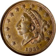 USA 1 Cent (Hard Times Token. Loco Foco. Mint Drop) LOCO FOCO 1838 coin obverse USA 1 Cent (Hard Times Token. Loco Foco. Mint Drop) LOCO FOCO 1838 coin obverse
