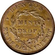 USA 1 Cent (Hard Times Token. Loco Foco. Mint Drop) BENTON MINT DROP EXPERIMENT coin reverse USA 1 Cent (Hard Times Token. Loco Foco. Mint Drop) BENTON MINT DROP EXPERIMENT coin reverse