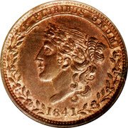 USA 1 Cent (Hard Times Token. Millions For Defence) E PLURIBUS UNUM 1841 coin obverse USA 1 Cent (Hard Times Token. Millions For Defence) E PLURIBUS UNUM 1841 coin obverse