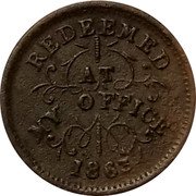 USA 1 Cent (Oliver Boutwell Civil War Token) REDEEMED AT MY OFFICE 1863 coin reverse