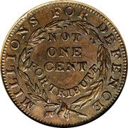 USA One Cent Token. Hard Times. Millions For Defence Not For One Cent 1837  MILLIONS FOR DEFENCE NOT ONE CENT FOR TRIBUTE coin reverse USA One Cent Token. Hard Times. Millions For Defence Not For One Cent 1837  MILLIONS FOR DEFENCE NOT ONE CENT FOR TRIBUTE coin reverse