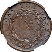 USA 1 Cent (Token. Liberty. Millions For Defence) MILLIONS IN DEFENCE NOT ONE CENT FOR TRIBUTE coin reverse USA 1 Cent (Token. Liberty. Millions For Defence) MILLIONS IN DEFENCE NOT ONE CENT FOR TRIBUTE coin reverse