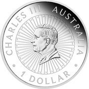 Australia 1 Dollar (Great Southern Land. Chrysoprase Map) DT CHARLES III AUSTRALIA 1 DOLLAR coin obverse Australia 1 Dollar (Great Southern Land. Chrysoprase Map) DT CHARLES III AUSTRALIA 1 DOLLAR coin obverse