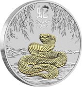 Australia 1 Dollar (Lunar Series. Year of the Snake. Gilded) 蛇 SNAKE 2025 P SR coin reverse Australia 1 Dollar (Lunar Series. Year of the Snake. Gilded) 蛇 SNAKE 2025 P SR coin reverse
