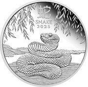Australia 1 Dollar Year of the Snake. Proof 2025 P Proof 蛇 SNAKE 2025 P coin reverse Australia 1 Dollar Year of the Snake. Proof 2025 P Proof 蛇 SNAKE 2025 P coin reverse