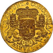 Netherlands 1 Ducaton (Silver Rider 11 Ducats Weight) KM# Pn8 CONCORDIA RES PARVÆ CRESCUNT coin reverse Netherlands 1 Ducaton (Silver Rider 11 Ducats Weight) KM# Pn8 CONCORDIA RES PARVÆ CRESCUNT coin reverse