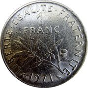 France 1 Franc (Piedfort. O. Roty) KM# Pn427 REPUBLIQUE FRANÇAISE O. ROTY coin reverse