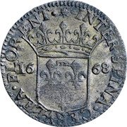 Italy 1 Luigino (Maria Maddalena Imitation de Dombes. Shield) INTER SPINAS CERVLEA FLORENT 16 68 coin reverse Italy 1 Luigino (Maria Maddalena Imitation de Dombes. Shield) INTER SPINAS CERVLEA FLORENT 16 68 coin reverse