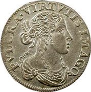 Italy 1 Luigino (Violante Doria Lomellini Imitation de Dombes) PVLCRA VIRTVTIS IMAGO coin obverse Italy 1 Luigino (Violante Doria Lomellini Imitation de Dombes) PVLCRA VIRTVTIS IMAGO coin obverse