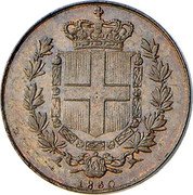 Italy 1 Saggio (Di Bronzo Nichelifero) 1860 coin obverse Italy 1 Saggio (Di Bronzo Nichelifero) 1860 coin obverse