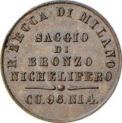 Italy 1 Saggio (Di Bronzo Nichelifero) R. ZECCA DI MILANO SAGGIO DI BRONZO NICHELIFERO CU.96.NI.4 coin reverse Italy 1 Saggio (Di Bronzo Nichelifero) R. ZECCA DI MILANO SAGGIO DI BRONZO NICHELIFERO CU.96.NI.4 coin reverse