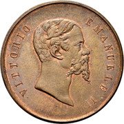 Italy 1 Saggio (Victor Emmanuel II Pattern) VITTORIO EMANUELE II coin obverse Italy 1 Saggio (Victor Emmanuel II Pattern) VITTORIO EMANUELE II coin obverse